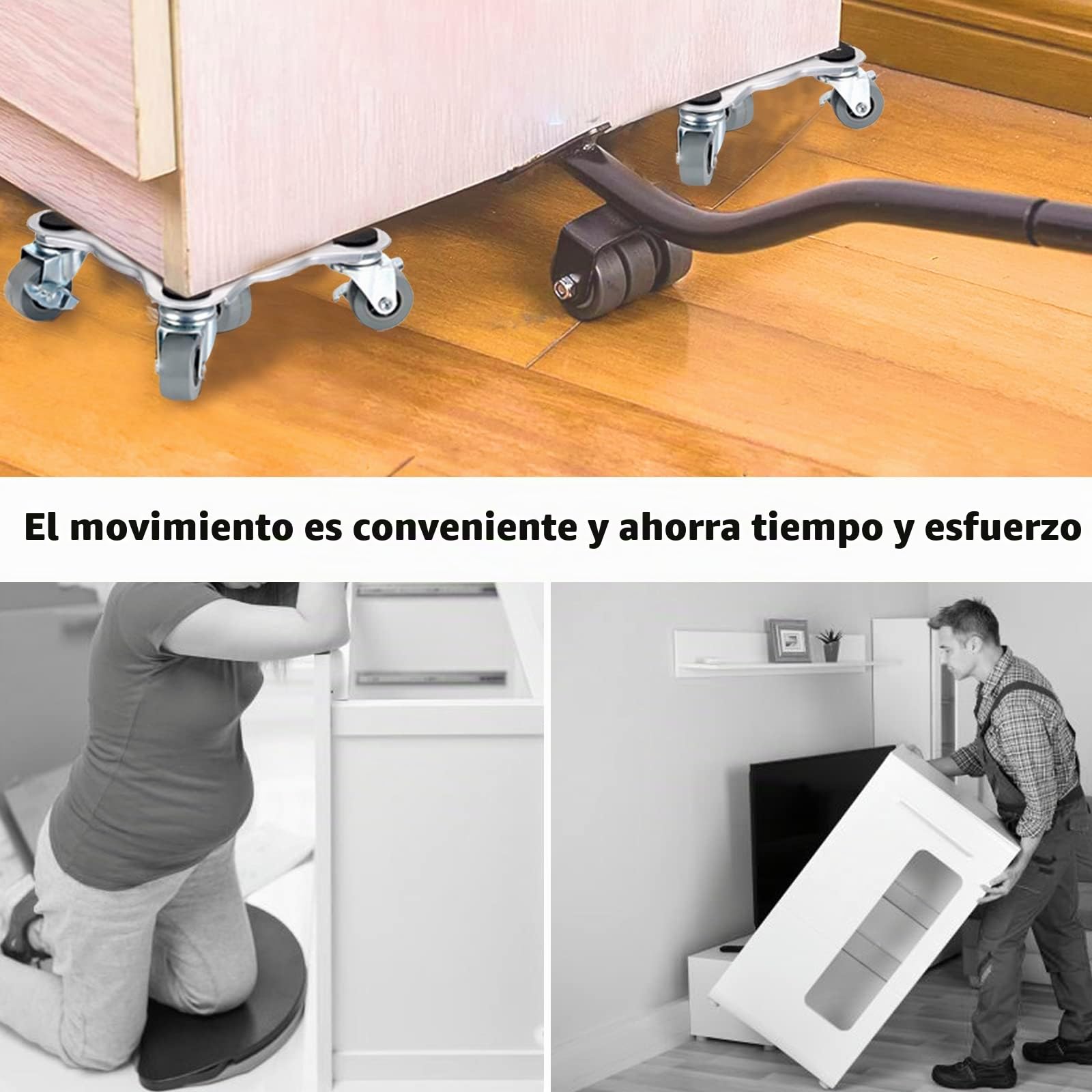 Rodillo Transporte Muebles, 1000Kg Elevador Muebles con Capacidad Carga Herramienta Mover Muebles Pesados ​​4 Plataformas Rodantes 1 Elevador 2 Cubiertas Protectoras 4 Almohadillas Elevación 4 Tapetes