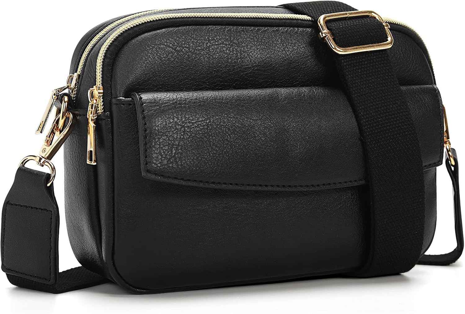 Vegan Leather Crossbody Purse for Women, Small Bag with Multi-Pocket & Wide Strap, Trendy Shoulder Bag for Daily