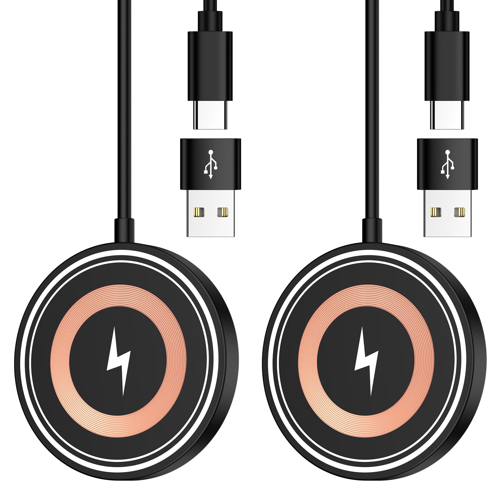Samsung S26 Ultra Wireless Charger Fast Charging Pad Magnetic Charger for Samsung Galaxy S26 Plus/S25 Ultra/S24/S23/S22/2Pack 15W Fast Magsafe Charger Pad with USB A Adapter for iPhone 17 Pro/16/15/14