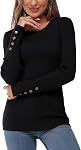 Newshows Women's 2025 Fall Sweater Long Sleeve Knit Crew Neck Lightweight Button Stretch Pullover Casual Tunic Tops