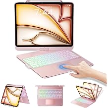 Keyboard Case for iPad Air 13" M2 2024 & iPad Pro 12.9" 6th Gen 2022 Trackpad 360 Rotation 7 Colors Backlit Wireless Keyboard for iPad Pro 12.9" 5th Generation/4th Generation/3rd Generation