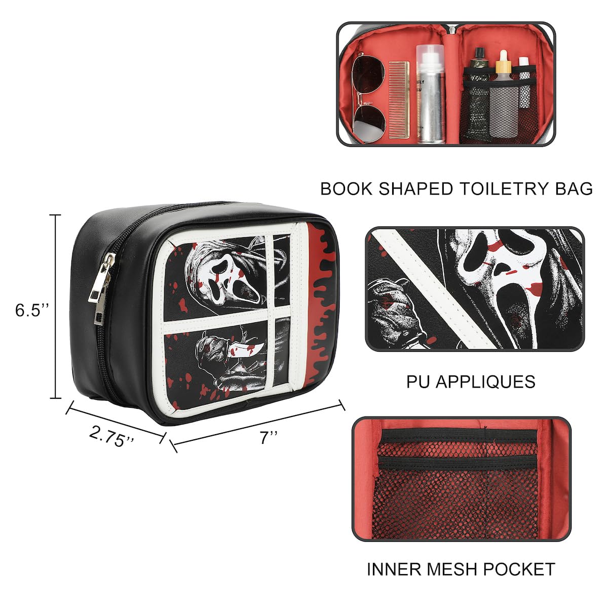 Ghostface Book shaped Toiletry Bag, Ghostface Book Shaped, One size - Image 4