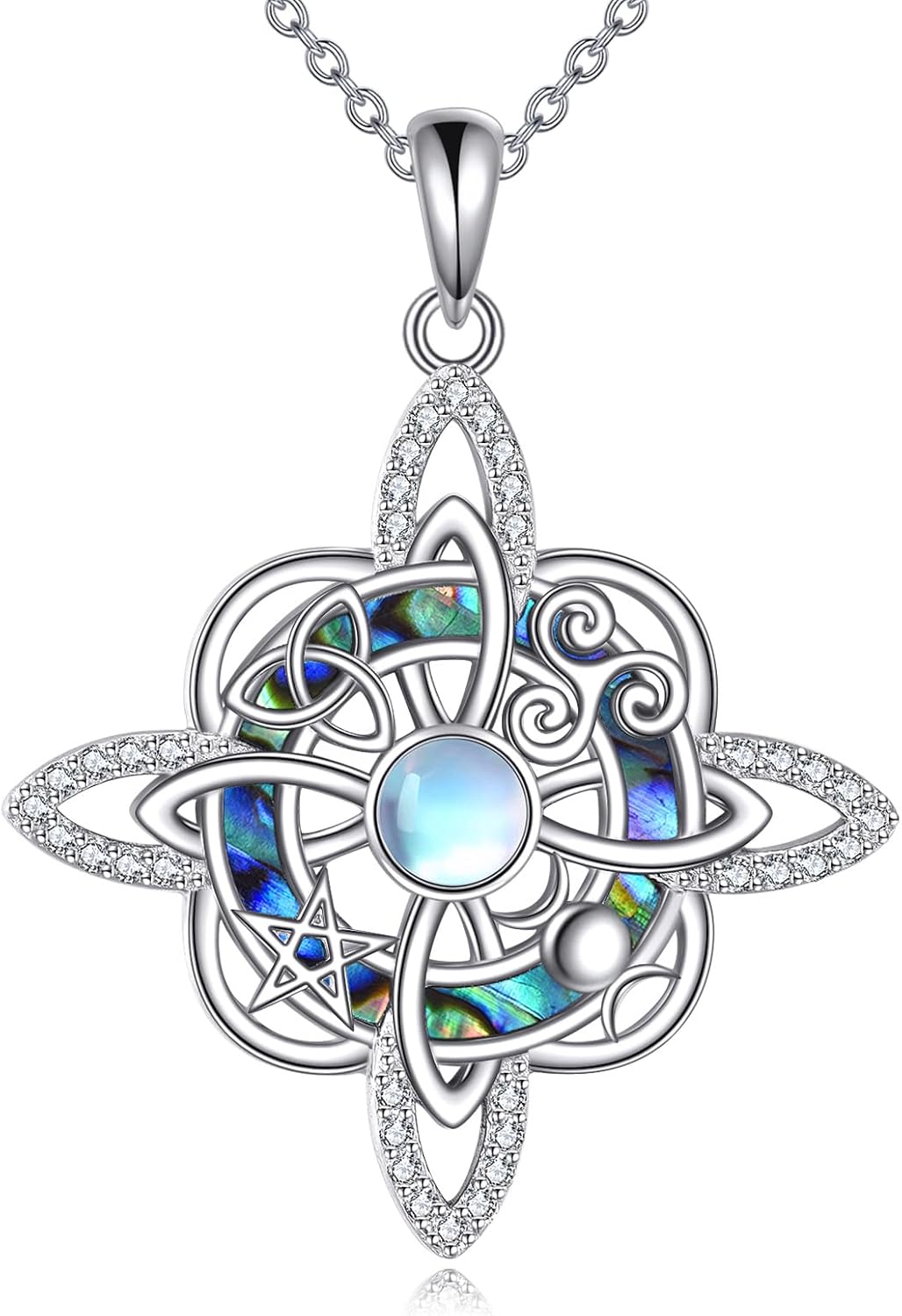 Witches Knot Necklace 925 Sterling Silver Celtic Knot Pendant Irish Jewelry Gift for Women Men