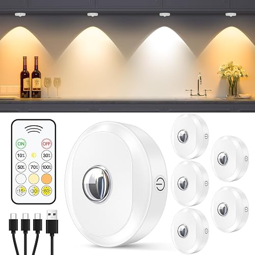 WILLED Rechargeable Puck Lights with Remote Control, 3 Color Temperatures