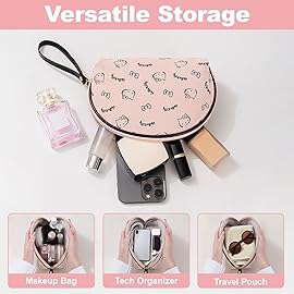 AmBealla 2PCS Travel Makeup Bag Cosmetic Toiletry Organizer,Portable Storage Bags for Cosmetics,Keys,Mobile Phones,Money,Girls,Women-Pink