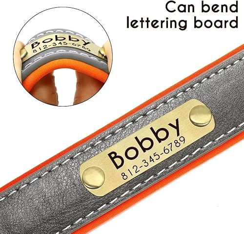 Miniatura 2 de Beirui Collar de perro de cuero acolchado suave personalizado, collares de perro resistentes con herrajes de metal duraderos, elegante collar de