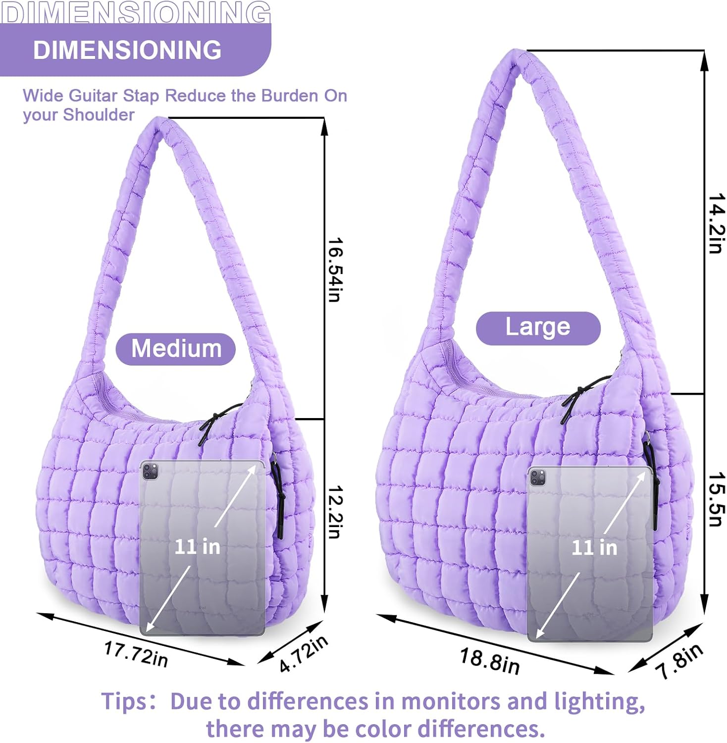 Quilted Puffer Tote Bag Purse Puffy Crossbody Shoulder Bag,Lightweight Nylon Hobo Bag Puffer Carryall Bag for Women Girl - Image 2
