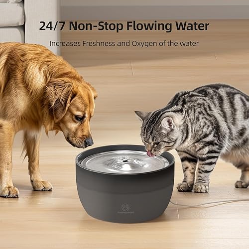 Miniatura 2 de Fuente de agua para gatos Fuente de agua ultra silenciosa de 101.4 oz3 L para perros y gatos con 2 filtros, dispensador de agua automático diseñado