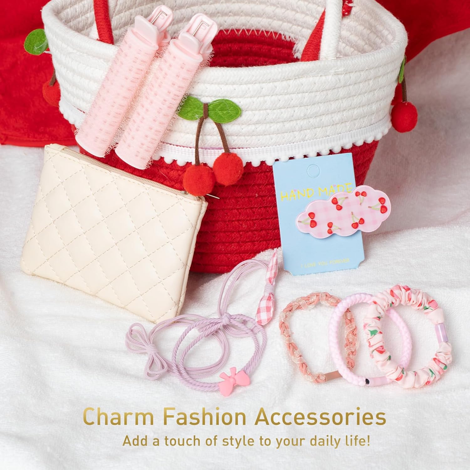 Spa Gifts for Women, Cherry & Berry Spa Gift Set for Teenage Tote Bag, Shower Gel, Hand & Body Lotion, Hitrees Birthday for Best Friend Woman, Mom, Mothers Day,Christmas Gift for Women