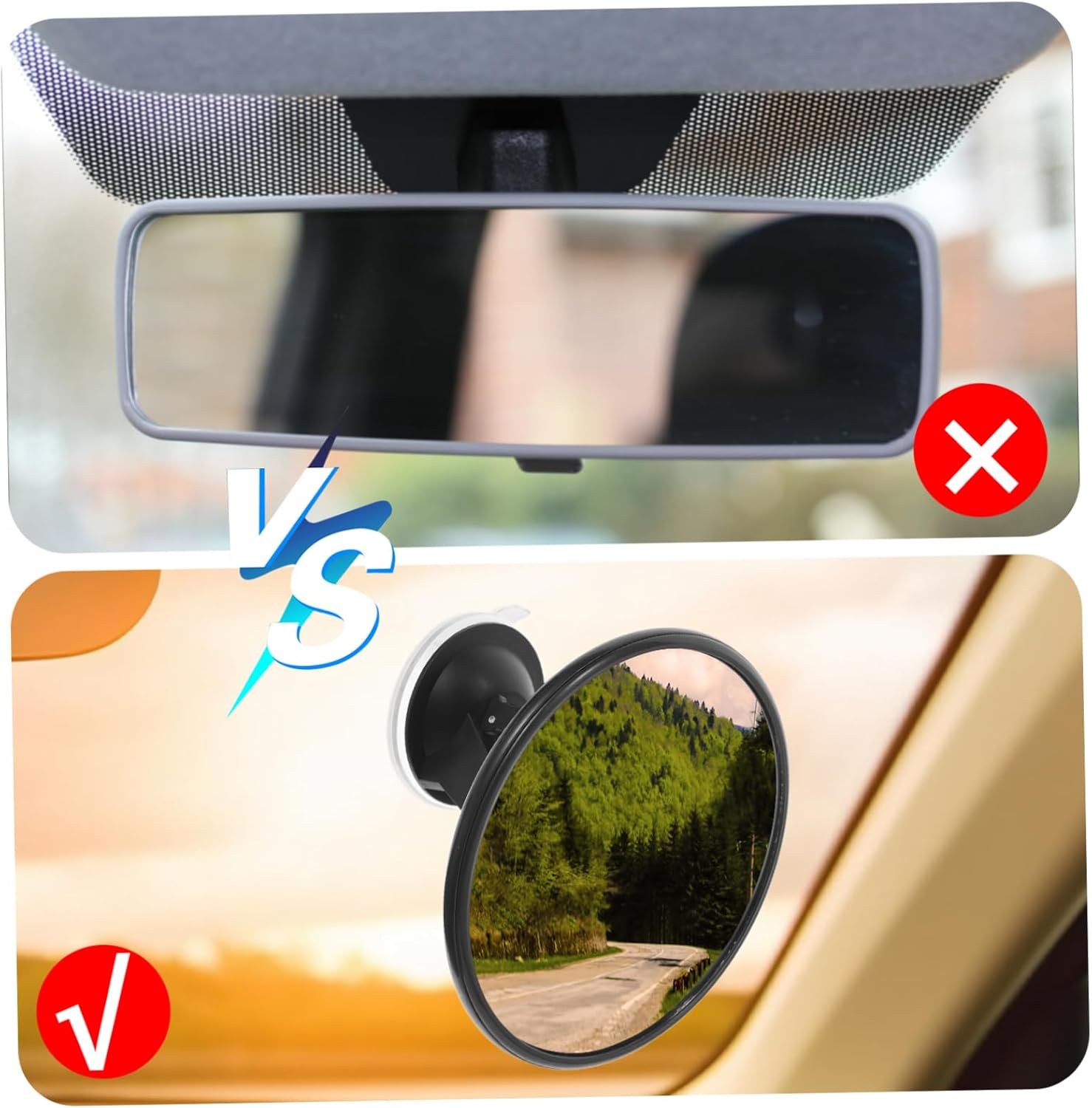 Rear View Mirror Strong Suction Cup for Tricycles and Cars Durable Interior Auto Mirror for Enhanced Visibility and Safety