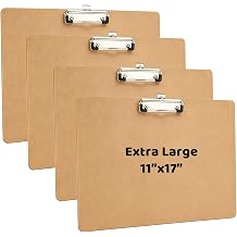 Ledger Size Clipboards, 11"x17" Woden Horizontal Clip Boards with Low-Profile Clip and Retractable Hook for Drawing, Sketching, Landscape Drafting and Artist