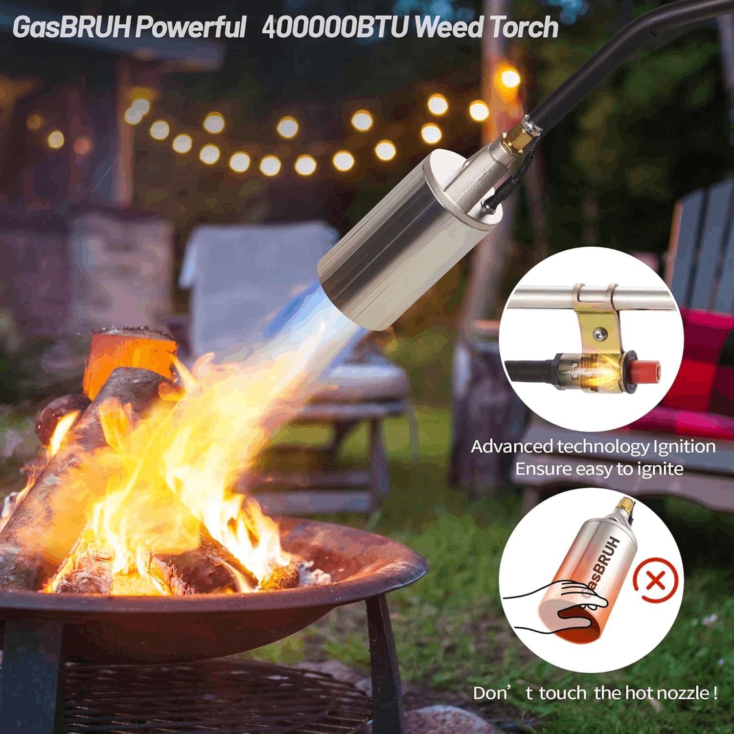 Propane Torch Burner Weed Torch,360,000 BTU Heavy Duty Blow Torch with Turbo Trigger and 10 FT Hose,propane weed burner torch with Igniter,Flame throwe for Weed,Garden,Wood,Charcoal,Ice Snow