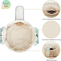 Vista 5 de Bolsa de maquillaje con cordón en forma de barril, grande, bolsa de cosméticos, organizador de artículos de tocador para mujeres, B-verde menta