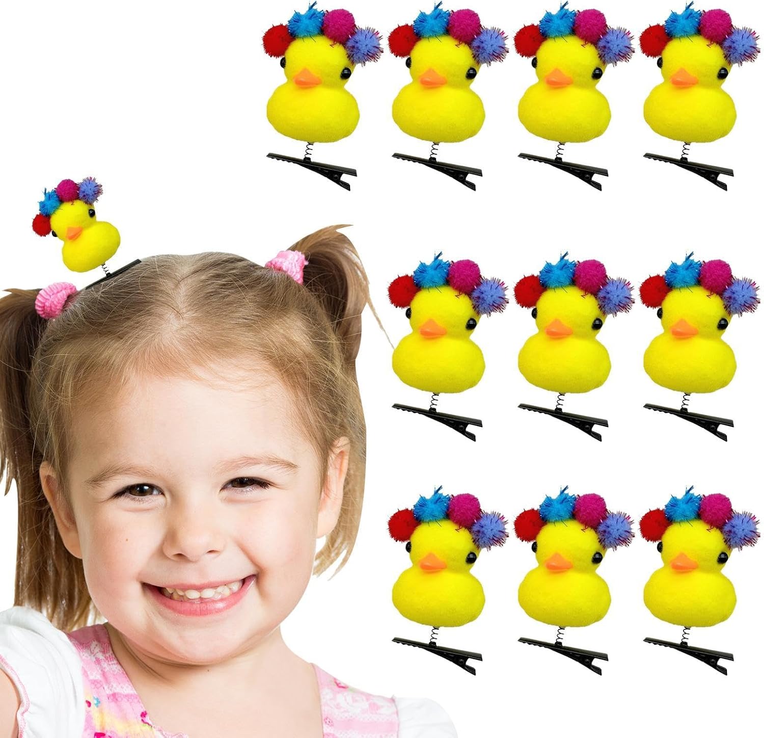 Gele Eend Haarspeld | Gele Eend Pluche Haarspeldjes – Haarspelden Voor Styling, Draagbare Pluche Eend Haarspeld Collectie voor Kinderen & Meisjes