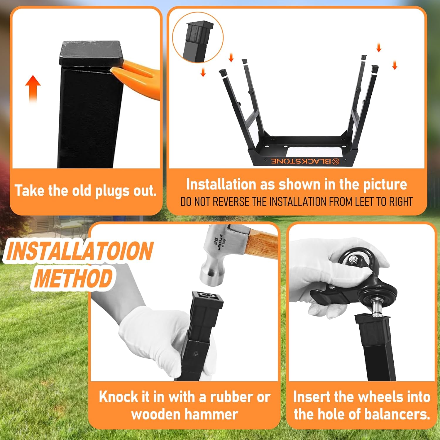 Uniflasy 5 Ft Propane Adapter Hose with Regulator and 2" 360° Swivel Caster Wheels with Brake for Blackstone 17" & 22" Griddle grill