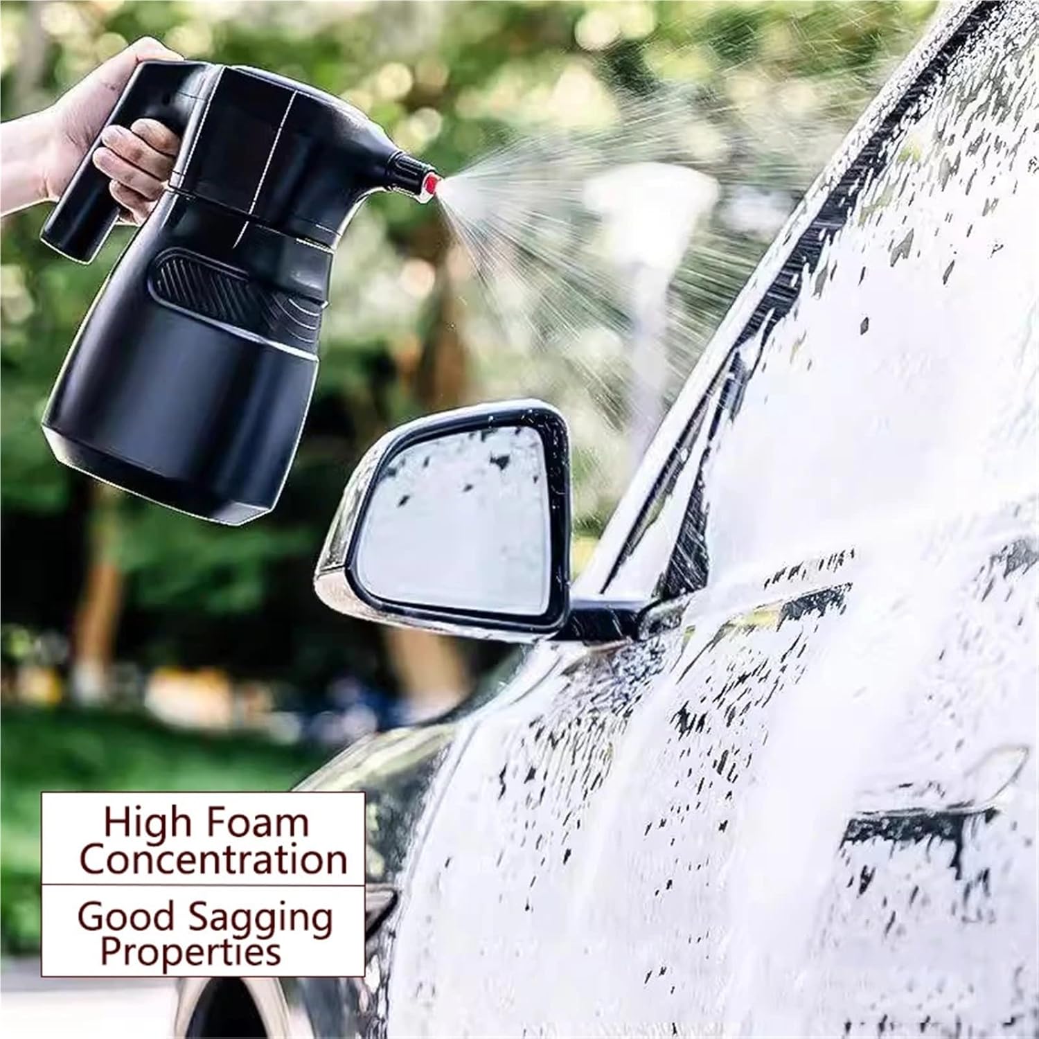 Foam Sprayer, Electric Foam Sprayer Car Wash Clean Detailing Snow High Pressure Water Gun Battery Powered for Can,Car Washing(Black)