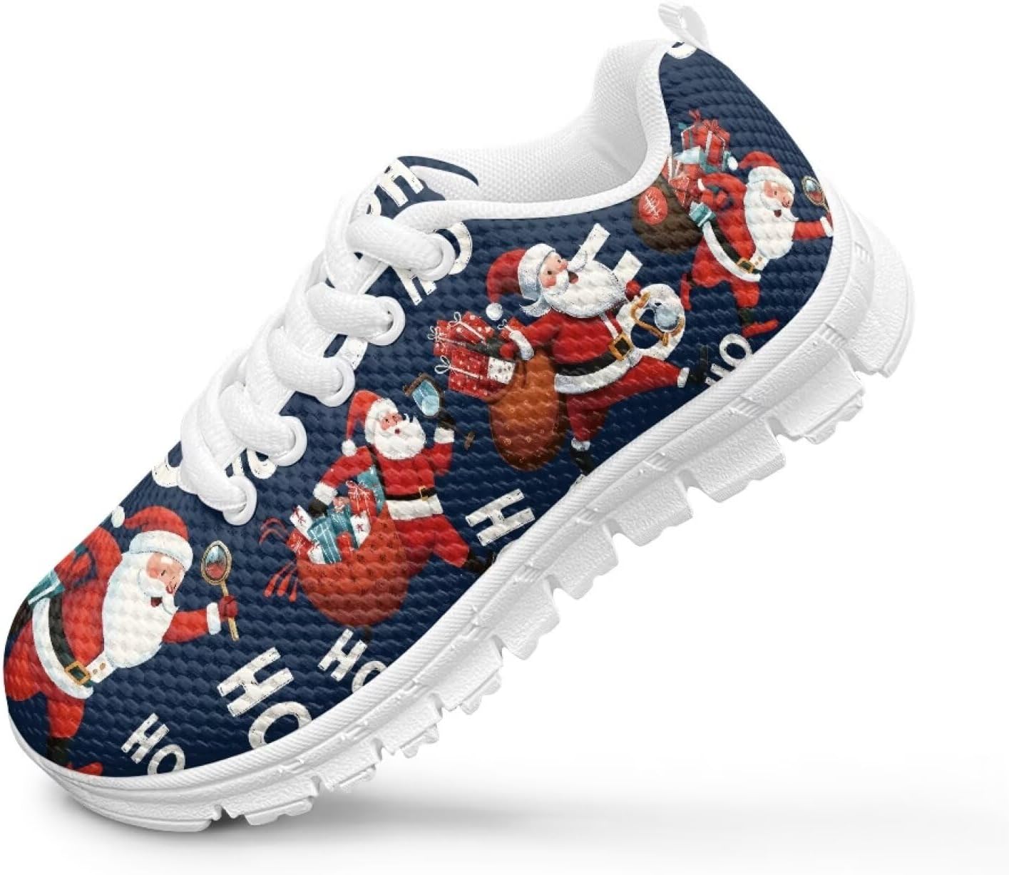 Christmas Sneakers for Boys Girls Lightweight Sports Tennis Shoes Non Slip Breathable Mesh Athletic Running Shoes Comfort Casual Shoes