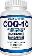 Arazo Nutrition CoQ10 Ubiquinone Coenzyme Q10-200mg Maximum Strength Nutritional Supplement - High Absorption Capsules with No Soy