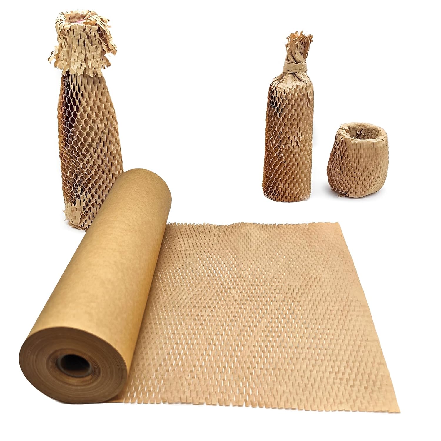 Honeycomb Packing Paper, 15″ x 168′ Honeycomb Cushioning Wrap Roll for Moving Shipping Packaging Gifts, Recyclable Honeycomb Paper Moving Supplies Bubble Paper Wrapping Protective Roll