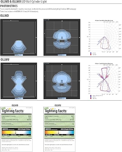 Miniatura 5 de Lithonia - Luz cilíndrica de pared para exteriores, luz LED