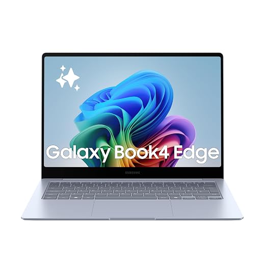 Samsung Galaxy Book4 Edge, IA Copilot+ Laptop, PC 14" HDR, Snapdragon X Elite X1E-80-100, 16GM RAM, 512GB SSD, Qualcomm Adreno GPU, Windows 11 Home, Blue, Spanish QWERTY Keyboard