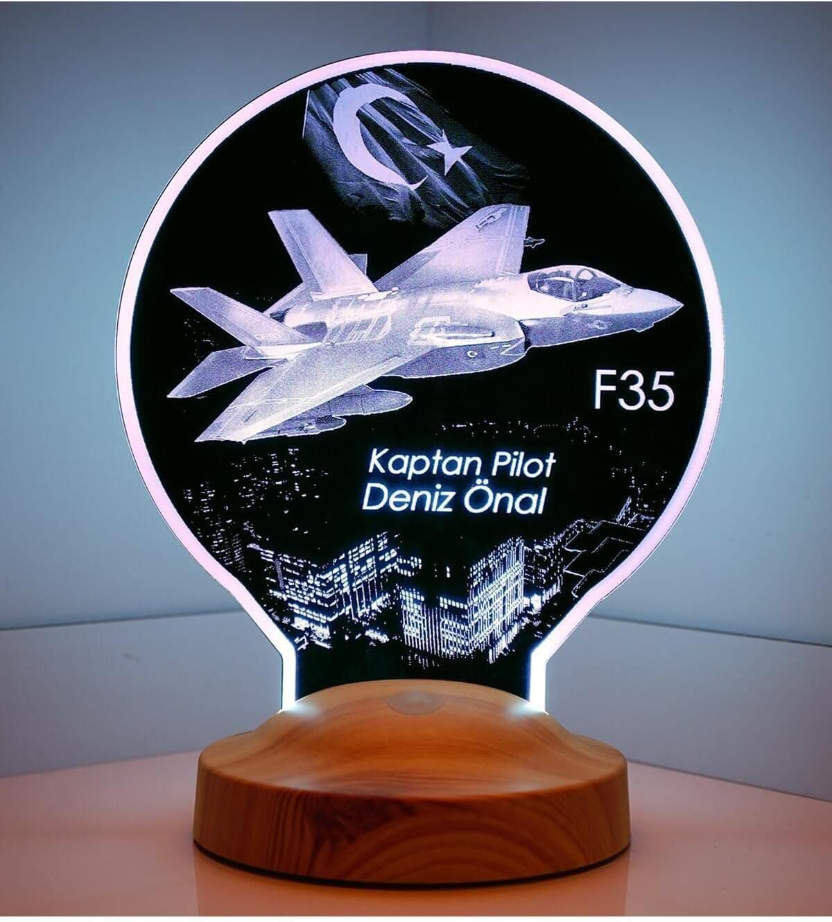 SODEF LED Desk Lamp F35 Fighter Jet Design, Pilot Gift, Personalized Airplane Lamp, Multicolor Changing Light, Home Decor, Night Light - Kırmızı, Mavi, yeşil, pembe, sarı, mor, Beyaz, One Size