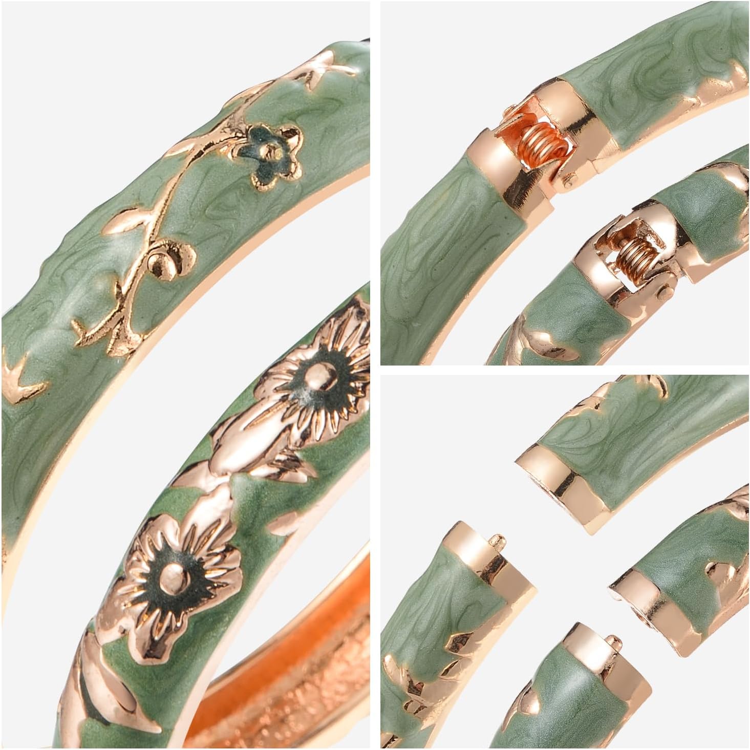 wynameleri Cloisonne Bracelet Butterfly and Flower Enamel Cuff Bangles Hinged Bracelets Jewelry Set for Women Gift Box 55A102