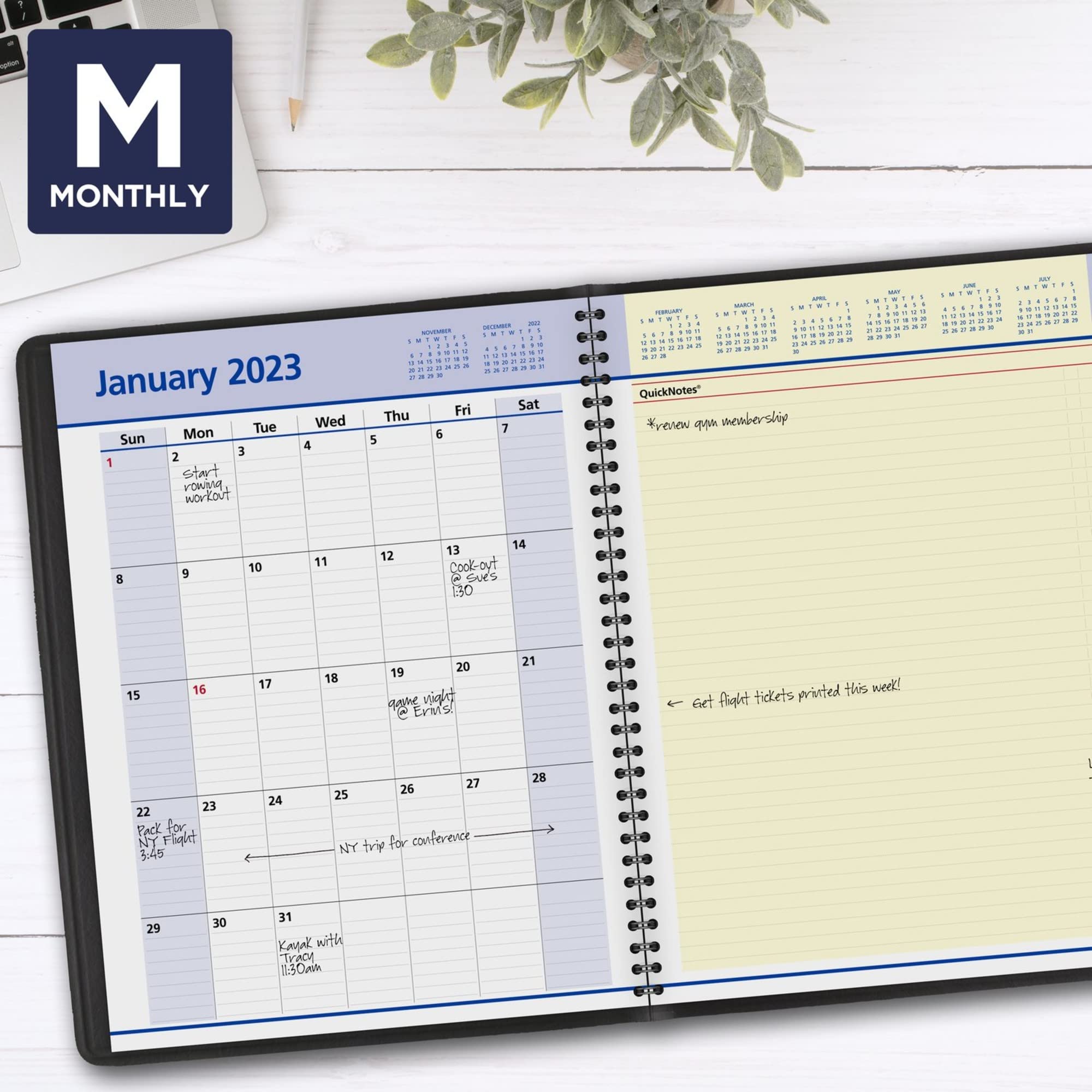 AT-A-GLANCE Agenda settimanale e mensile 2023, note rapide, agenda per appuntamenti da un quarto d'ora, 20,6 x 28 cm, grande, con linguette mensili, tasca, nero (7695005)