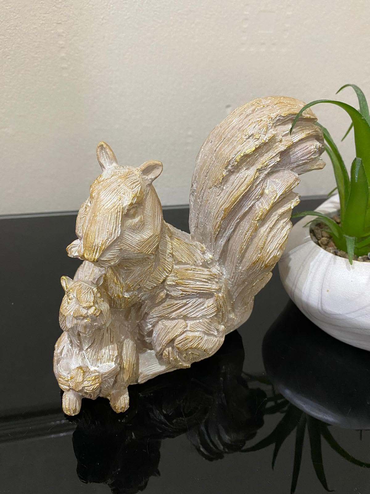 Driftwood Style Squirrel and Baby Ornament Rustic Animal Figurine Woodland Home or Garden Décor