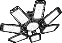 Vista 1 de Luz LED de garaje de 200W 20000LM 6500K, luces de techo de garaje con 7+1 paneles ajustables, luces de tienda con rosca E26 E27 para taller, sala