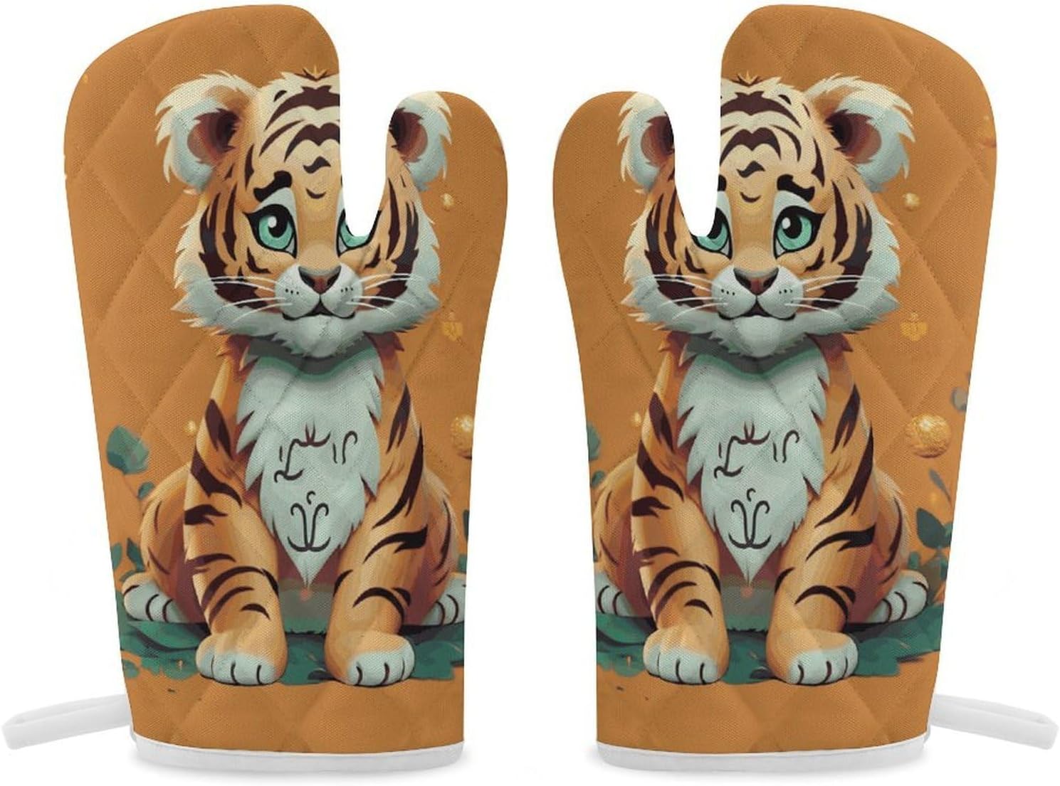 2 Pcs Oven Mitts Heat Resistant Kitchen Gloves Soft Safety Year of The Tiger Funny Tiger Oven Glove for Microwave, Barbecue
