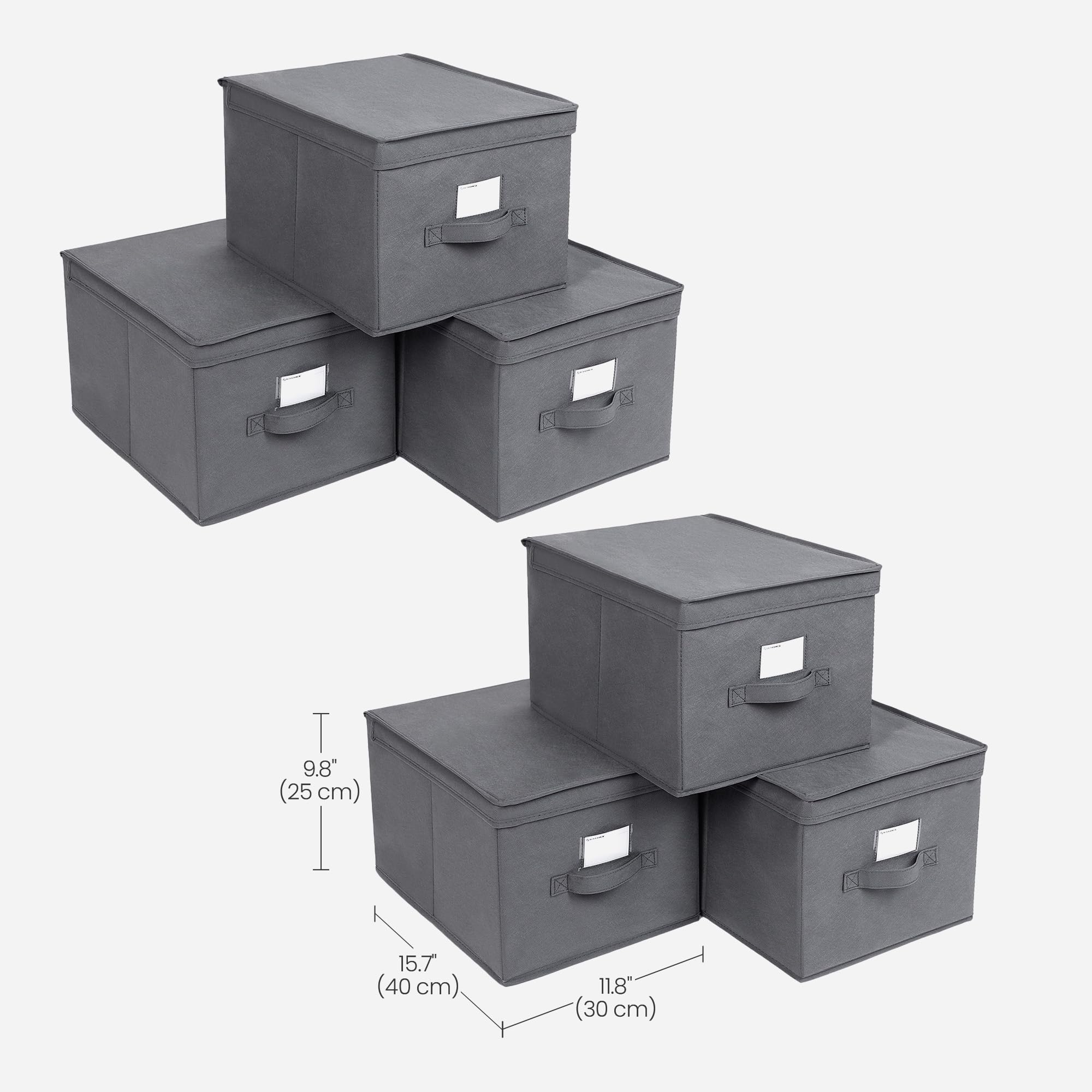 SONGMICS Juego de 6 Cajas de Almacenamiento Plegables con Tapas