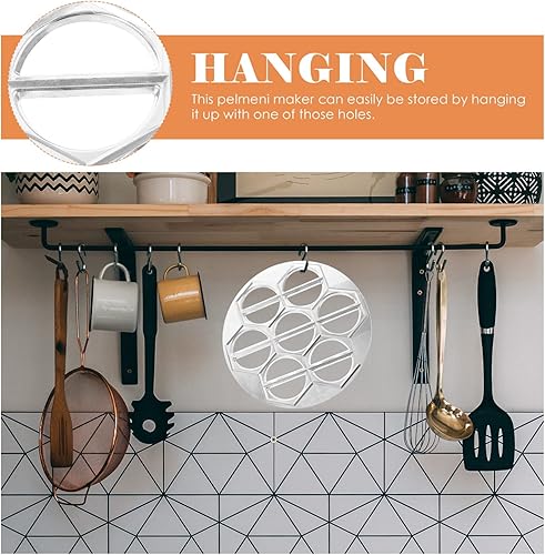 Miniatura 8 de Luxshiny Molde de bola de masa de aleación de aluminio de 14 agujeros para pelmeni caseros ravioles Wontons Conveniente máquina de prensa de masa de