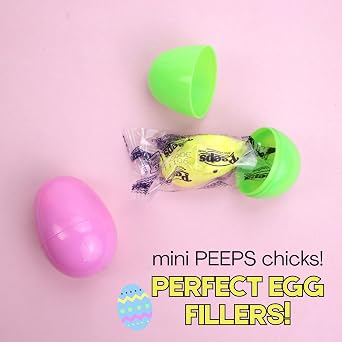 Peeps Marshmallow Egg Hunt, Individually Wrapped Mini Yellow Chicks, Easter Egg Filler Candy, 18 Count