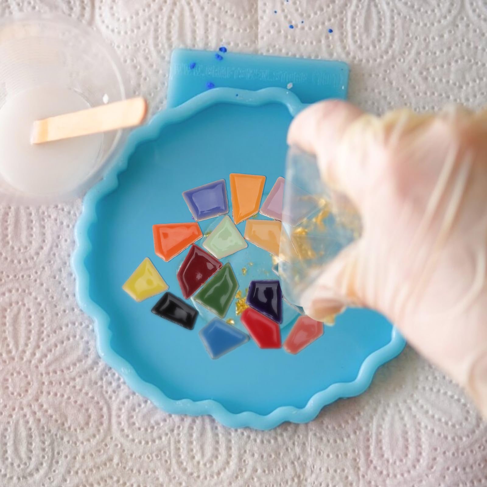 Tofficu Azulejos de Mosaico Cerámicos de 200g Forma Irregular, Prácticos y Creativos para Manualidades DIY en Jardín y Baño