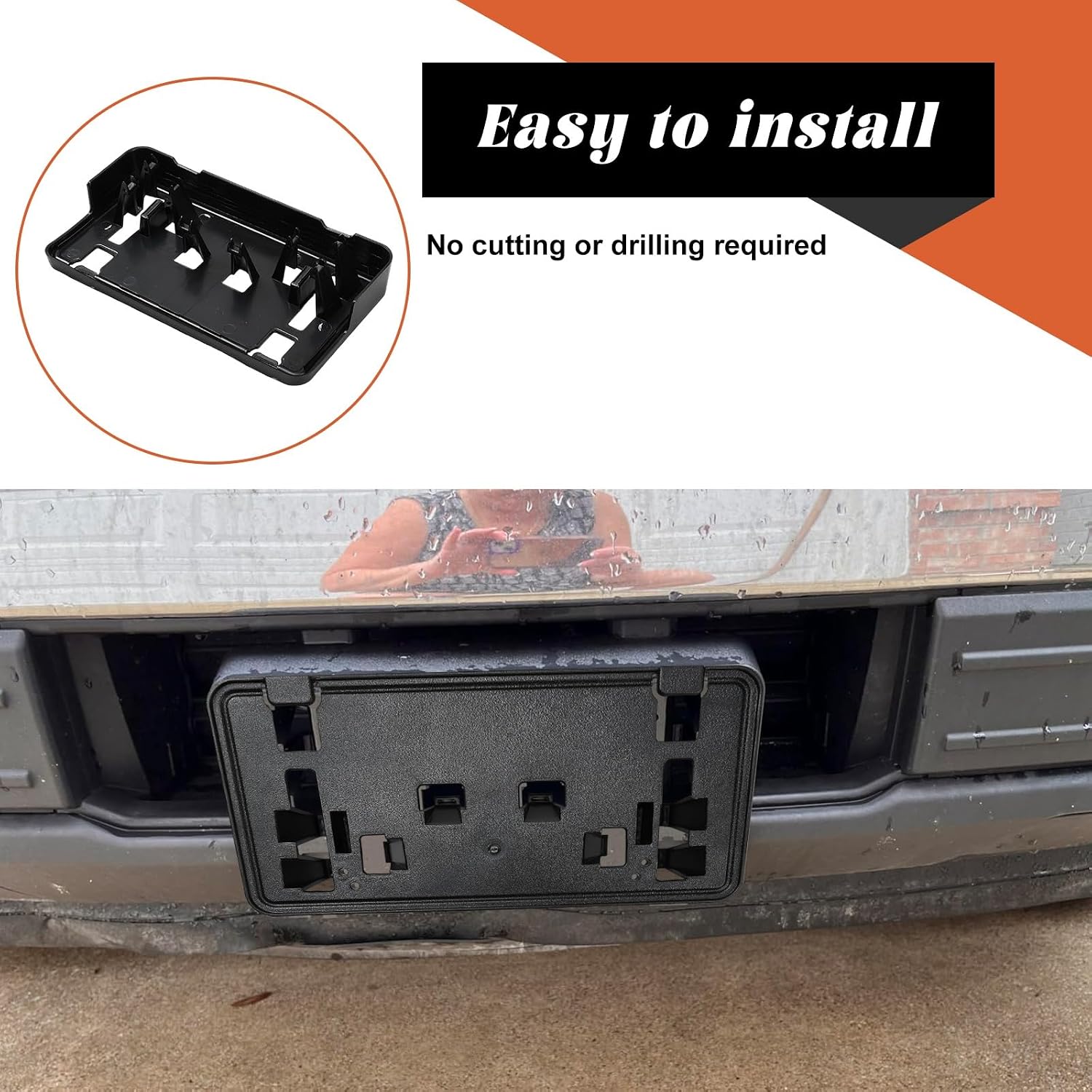 License Plate Holder Compatible with 2021 2022 2023 F150 2.7L 3.0L 3.5L, Front Bumper License Plate Frame Black Mounting Bracket Accessories Replace OEM ML3Z-17A385-BB
