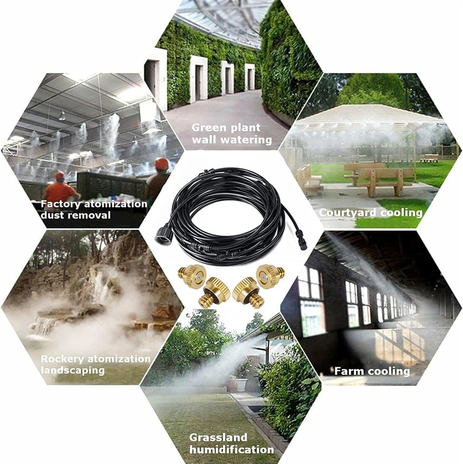 6/9/12/15/18m Patio Garden Misting Cooling System Outdoor Fan Cooler Water Mist Sprayer Gardenhouse Spray Mister for Water Park Trampoline (Color : Black-18M Kit)