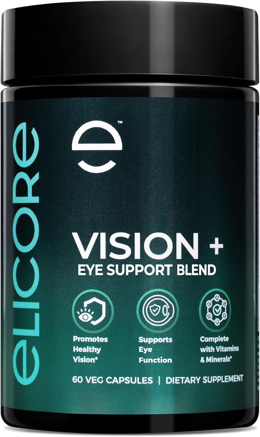 Vision+ Eye Support Blend Eye Vitamins and Mineral Supplement with Lutein, Zeaxanthin, Bilberry Extract, Vitamins A, C & E, Zinc & Copper – Support Eye Health & Clear Vision – 60 Veg Caps