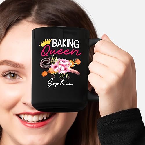 Miniatura 3 de Tazas de panadero personalizadas con nombre, taza de cerámica personalizada para hornear Queen, taza de porcelana para hornear, el mejor regalo para