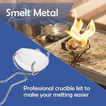 8 Pcs Melting Casting Kit, 4 Ceramic Quartz Crucibles and 2 Upgraded and Enlarged Ceramic Quartz Crucibles, 2 Pcs Whipclip Handle 2a, Melting Metals Like Gold and Silver.