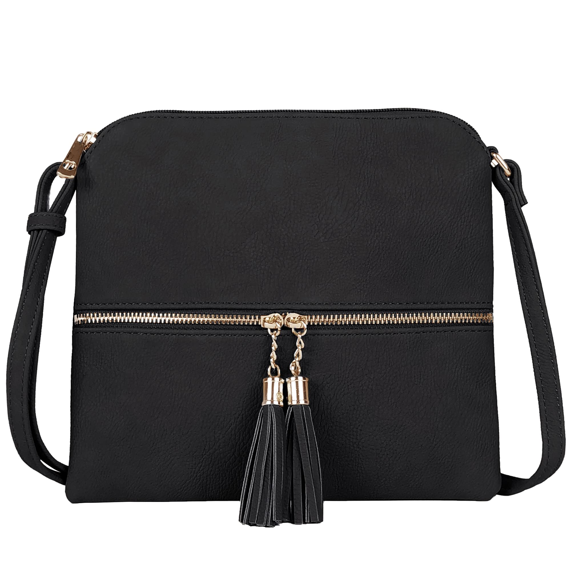 SG SUGU Lightweight Medium Crossbody Bag Shoulder Bag with Tassel and Zipper Pocket