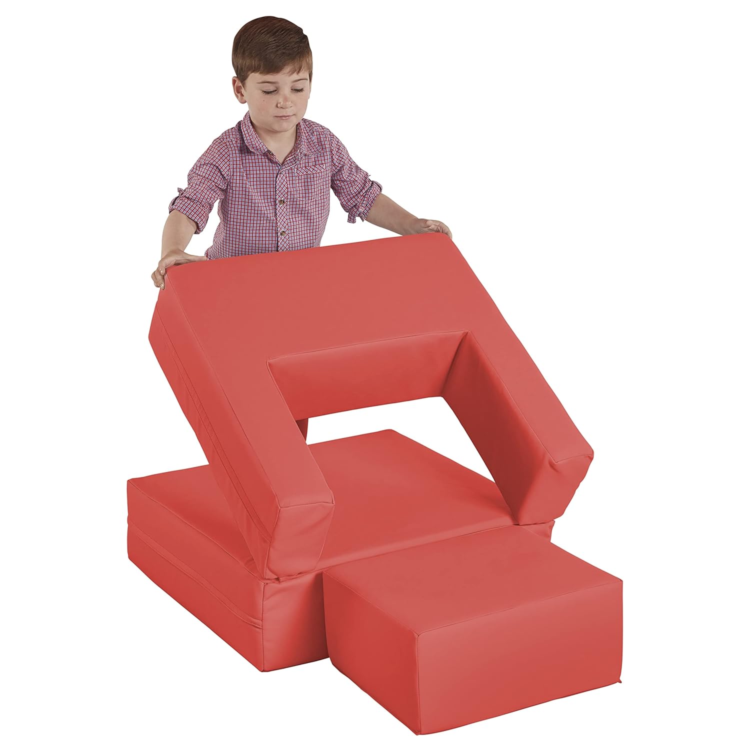 Factory Direct Partners 10461-RD SoftScape Flip-Flop Convertible Children"s Chair, Red