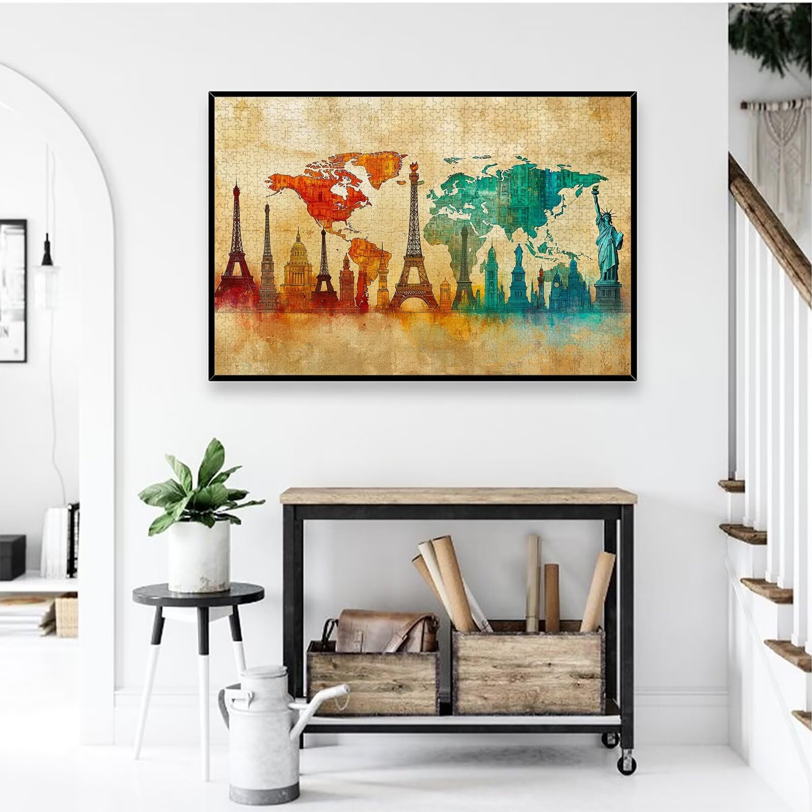 Puzzle de 1500 Piezas para Adultos, Mapa Puzzle 1500 Piezas, Viajar Rompecabezas Adultos con Caja, Medidas: 87x57 cm, Rompecabezas Madera para Toda la Familia, Home Decoration, Regalo Mujer, -2279