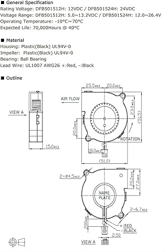 Miniatura 3 de 2 paquetes de doble rodamiento de bolas de 1.969 x 1.969 x 0.591 in 5015 DC ventilador de refrigeración sin escobillas para impresora 3D y otros