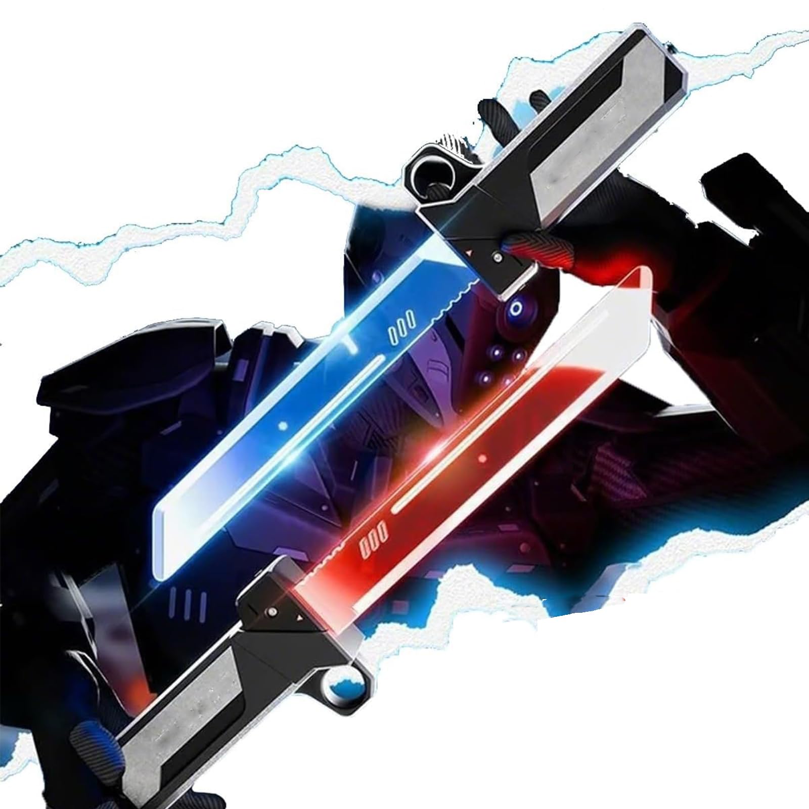 Guuzetu Unisex 1Set Retractable Plug-In Lightsaber Toy, 2-In-1 Led Light Up Sabers With Motion Sensor, Double Bladed Light Up Sword, Reversible Fingertip Spin Hilt Sword, For Cosplay, Cool Gadgets (1Set)