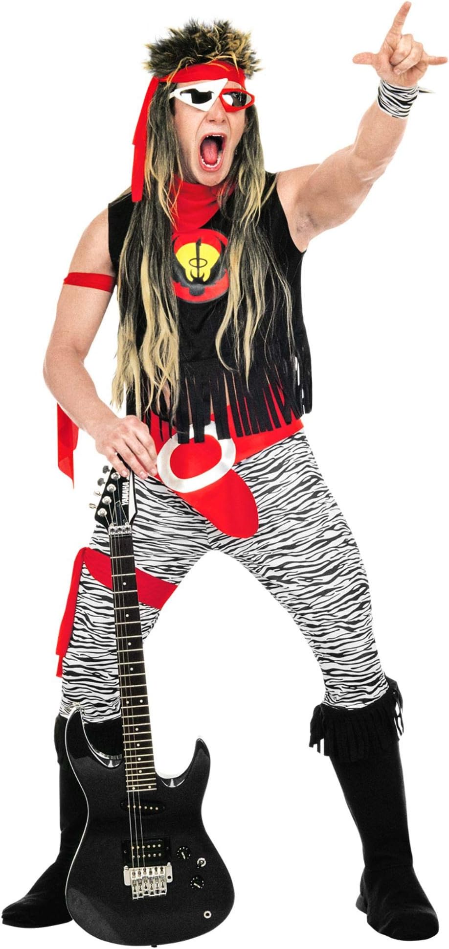 "Rock Star" (Sleeveless Shirt, Pants, Belt, Wristband, Arm and Legbands, Boot Covers, Headband) - (XXL)