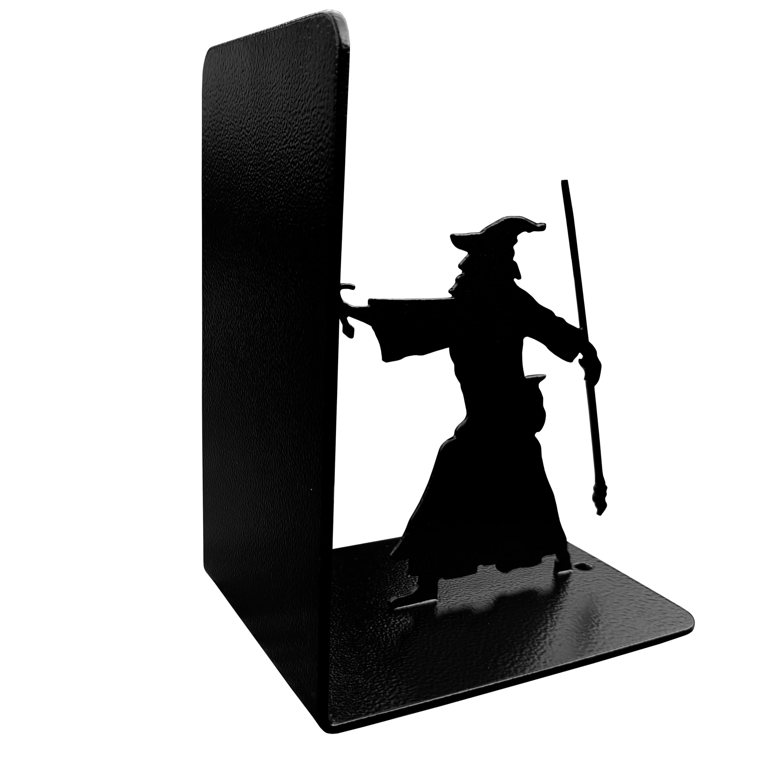 HeavenlyKraft Decorative Bookends - Metal Book Ends - Black Finish - Wizard bookends Magical Bookends - 7" Tall bookends Heavy Bookends for Shelves 3