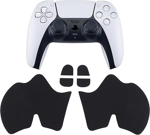eXtremeRate PlayVital Autocollant Protection pour ps5 Manett,Grip Sticker Antidérapant avec Skin Gâchette pour ps5 Controller-Noir,Édition Blindée - 2