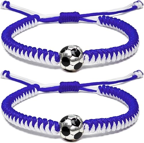 MANYC Soccer Bracelets for Men Women and Kids - Stylish Accessories for Soccer Fans Team Spirit Gifts For boys Girls 8-12 and Game Decor (Blue 2PCS)