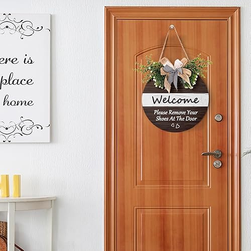 Miniatura 5 de Letrero de bienvenida con texto en inglés Welcome Please Remove Your Shoes  para puerta delantera, con texto en inglés Take Your Shoes At The Door
